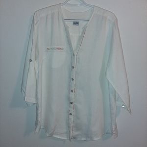 Flaw Linen Button Up Shirt Sz Large IVHO